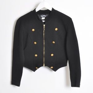 BLACK FITTED ZIPPED JACKET*J008